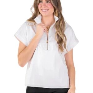 Emily McCarthy poppy White Cotton Poplin New XL $198